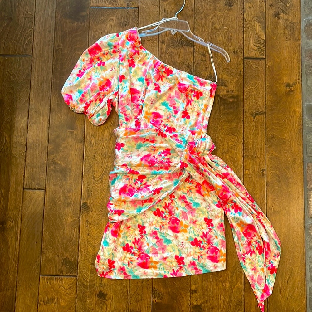 NEW One Shoulder Floral Wrap Dress Women’s Size XL